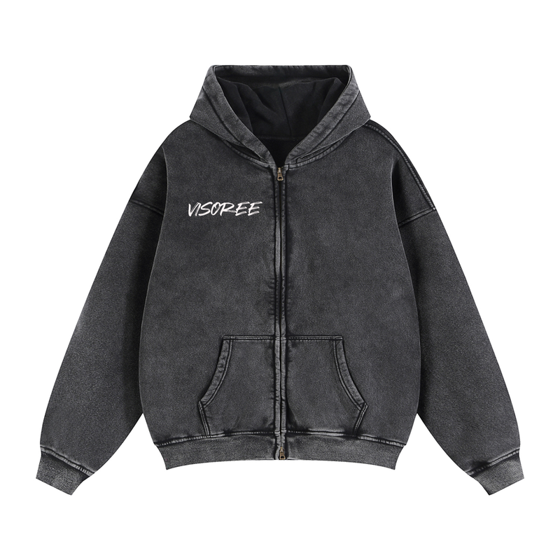 Zip-Through Boxy Fleece Hoodie